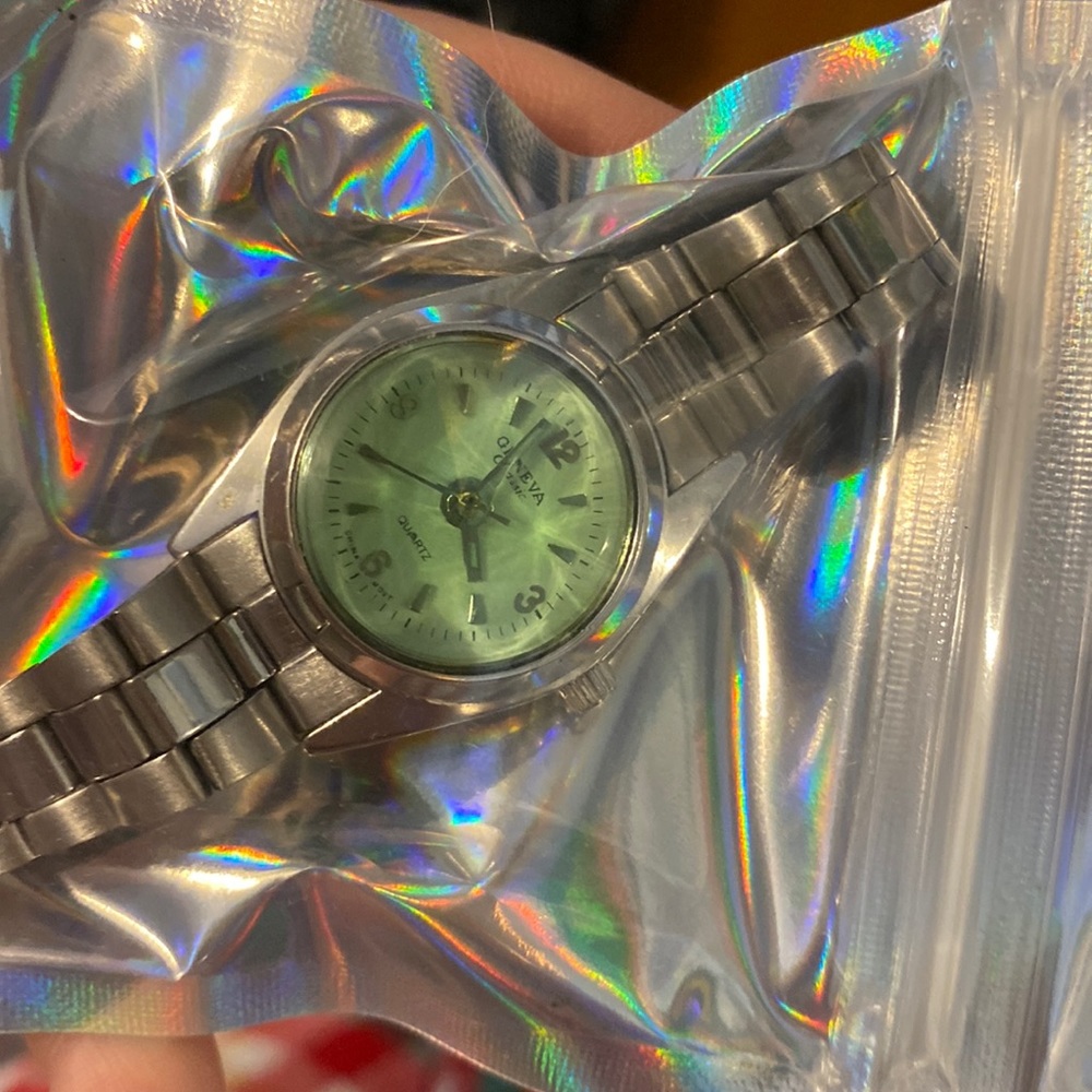 Vintage Geneva quartz watch Tiffany blue face
